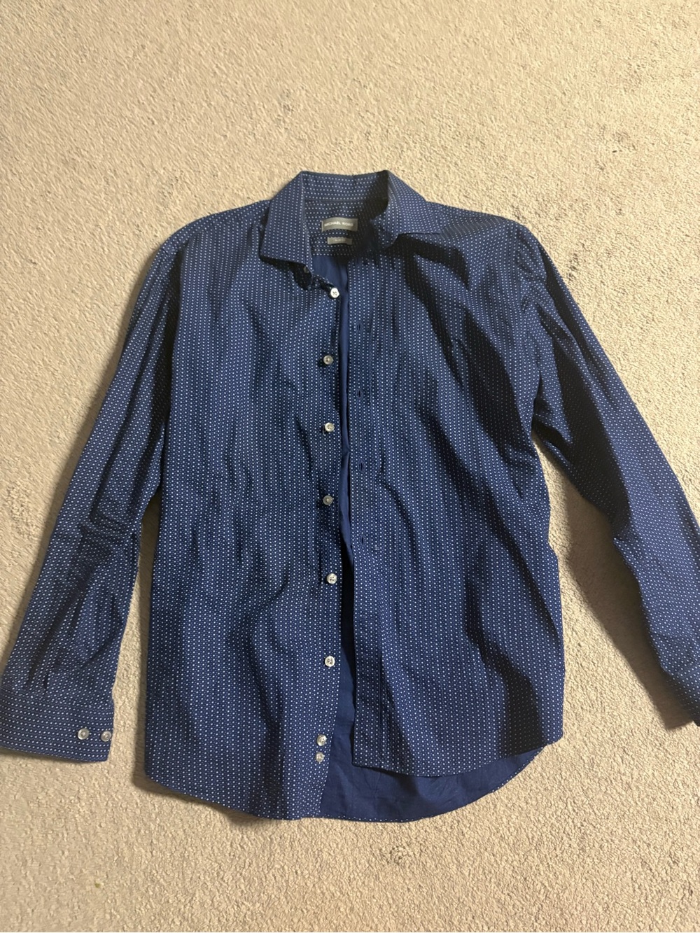 Michael Kors Navy Dot-Print Dress Shirt